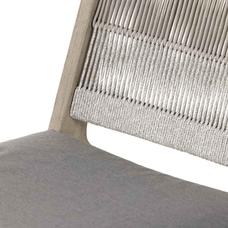 Julian Outdoor Teak Lounge Chair, Heathered Gray Rope, Weathered Gray