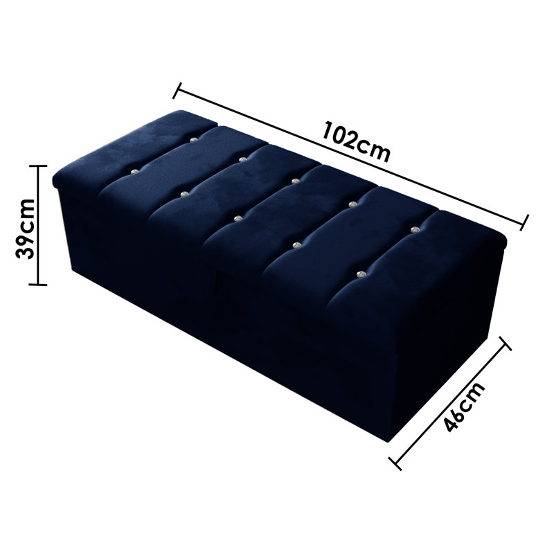 Tullyrusk 102cm Wide Tufted Rectangle Striped Standard Ottoman with Storage, Royal Blue