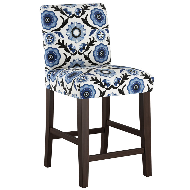Sylva Counter & Bar Stool, Counter Stool (26” Seat Height), Tulum Blue, Espresso