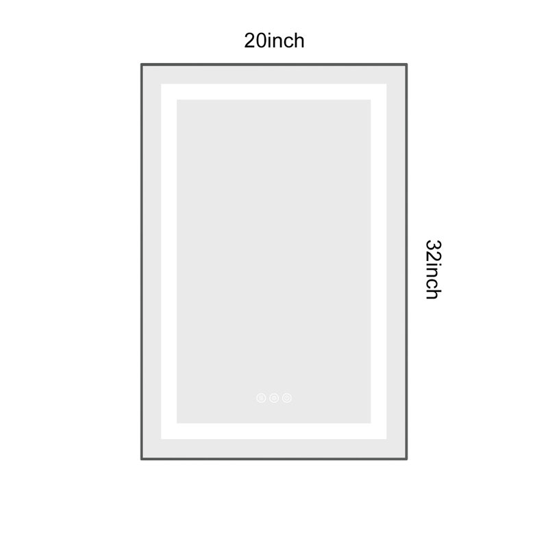 20 po x 32 po - brouillard, 3 températures de couleur, miroir de meuble-lavabo mural réglable à intensité variable, cadre en aluminium, bois de frêne, salle de bain mémoire 32 po, bois de frêne