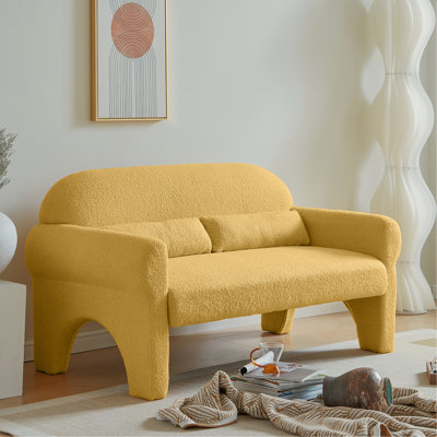 2 Yellow With Soft Lambswool Covering - Modern Design For Comfortable Seating Build Luxurious Cushioning Durability & Lumbar Pillow