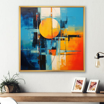 " Blue Orange Mid Century Abstract Reflections I "