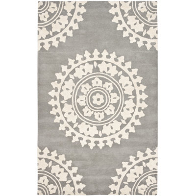 Ouameni Rectangle Floral Wool Hand Woven Area Rug