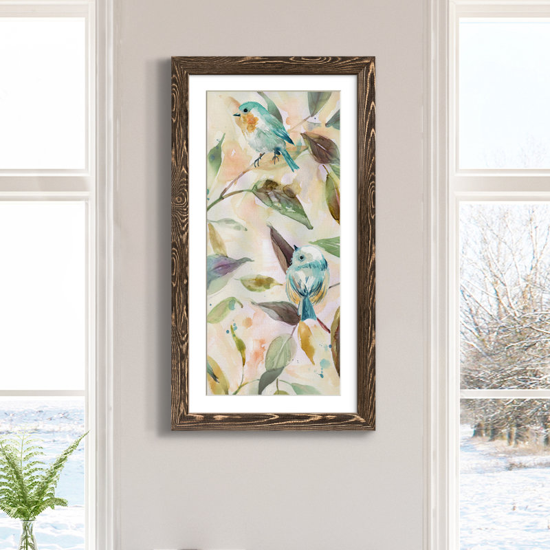 Bird Sanctuary II - peinture sur toile encadrée, Noyer