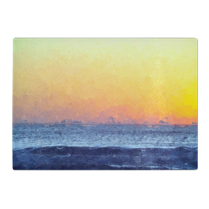 Tempered Glass Sunset Chopping Board, 39 cm W x 28.5 cm L