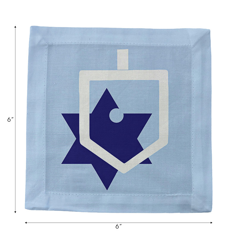 Dreidel Hemstitch Cocktail 6" Linen/Cotton Napkin
