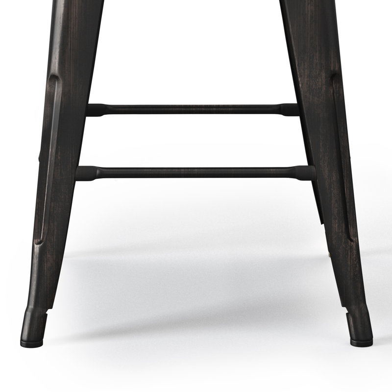 Rayne Distressed Black Metal Counter Height Stool Set