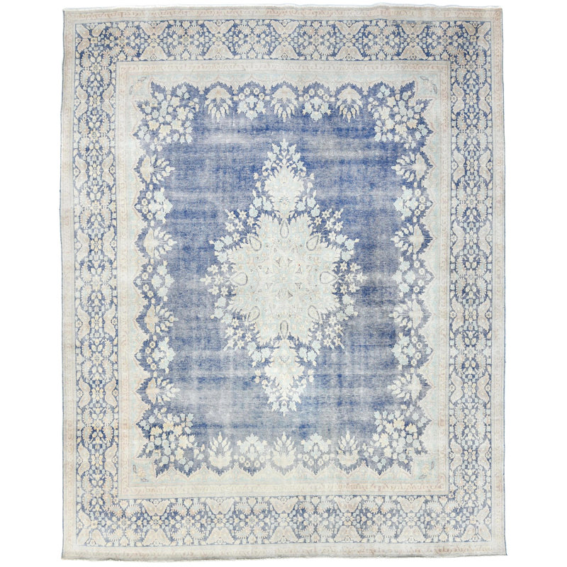 Tapis oriental bleu unique 10X12 One-of-a-Kind