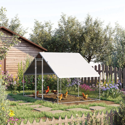 Spacieux poulailler en métal avec couvercle, enclos à poules d'extérieur pour lapins, poules 10 'x 6,5', poulailler 10 'x 6,5' x 6,5 '