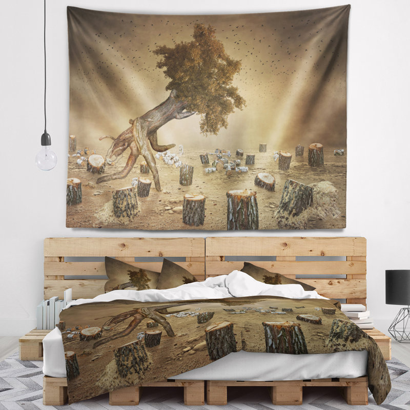 Résumé échapper à la dernière tapisserie en bois, H 50 po x l 60 po