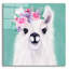 Art mural en verre épique «Floral Llama» par Elizabeth Tyndall, 12 po x 12 po