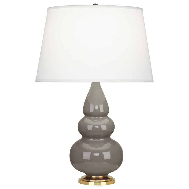 Lampe de table triple gourde, H 24 po x l 16 po x P 16 po, Laiton antique, Taupe fumé