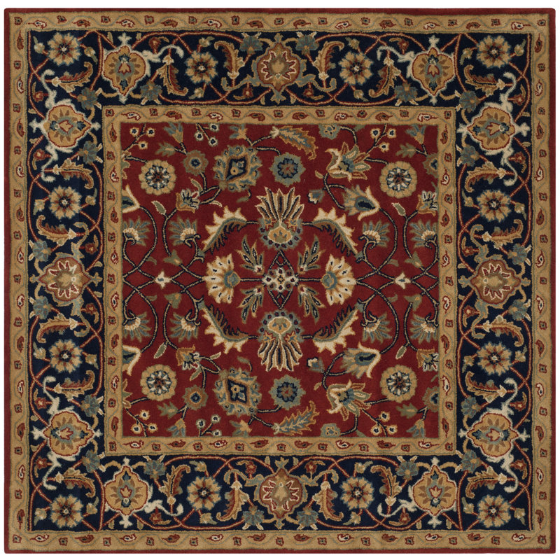 Tapis floral en laine touffeté à la main Badham, Carré 7 pi