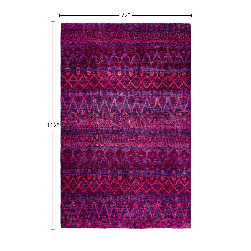 Contemporary One-of-a-Kind Rectangle 6' X 9'4" Hand Knotted Area Rug