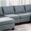 Canapé modulaire 6 pièces en lin gris, 2 canapés d'angle, fauteuils sans accoudoirs et repose-pieds, canapé moderne avec structure en bois pour les pieds et coin salon