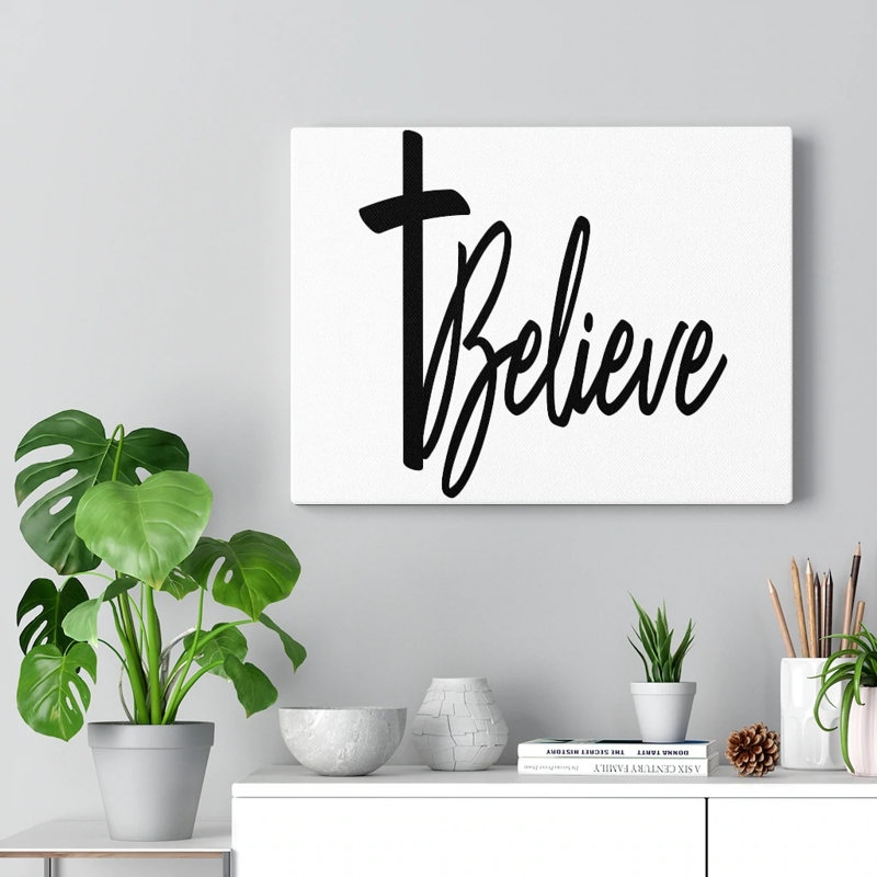 Believe Cross - Wrapped Canvas Print
