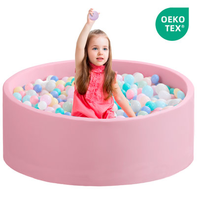 Fosse à balles en mousse pour enfants pour les tout-petits avec une grande fosse à balles pour bébé avec des jouets d'extérieur à éponge à mémoire douce, rose (pas de balles incluses)