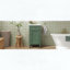 Meuble-lavabo sur pied avec lavabo en céramique, porte à fermeture amortie et pieds en bois massif, style français, vert-901538478-901538480