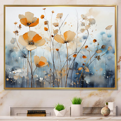 Orange Blue Muted Botanicals II - Abstract Botanicals Canvas Art