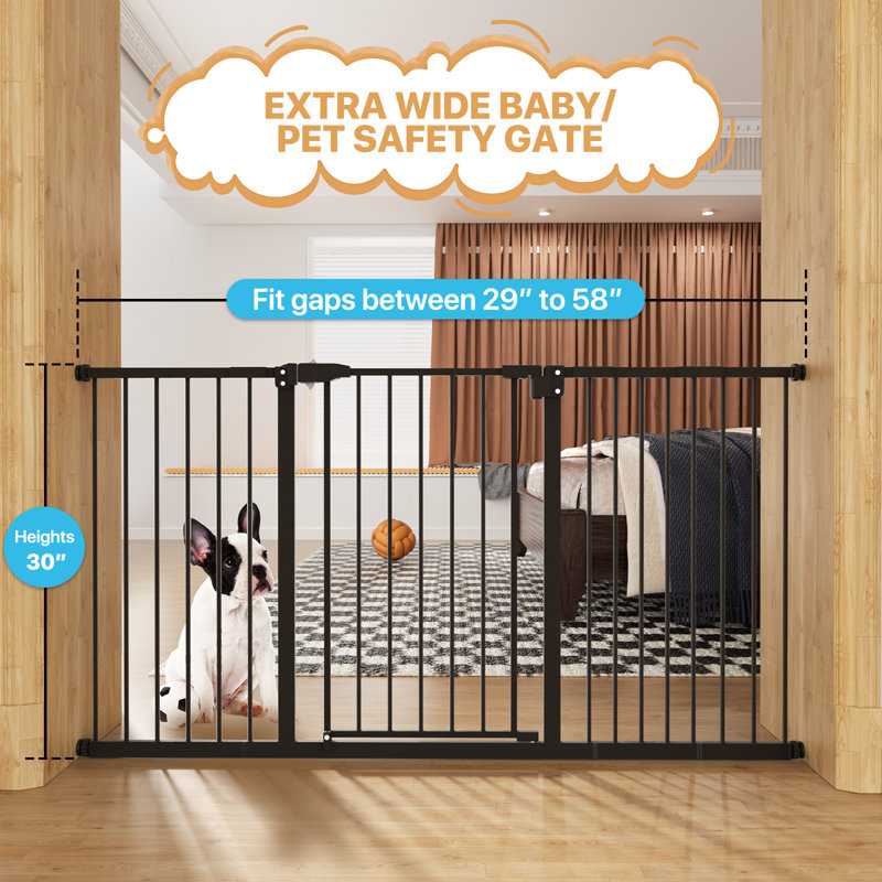 Barrière de sécurité pour bébé très large pour portes d'escalier, 29 po à 58 po de large, barrière de sécurité à fermeture automatique pour chien