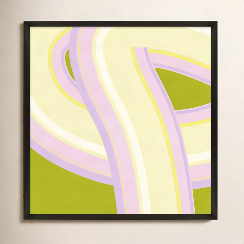 Bubblegum Twist Print by Jacques Pilon, 24" H x 24" W x 1.25" D, Black Wood