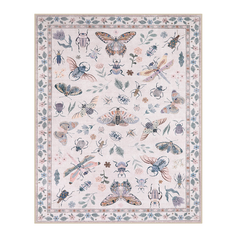 Insect Print Washable Rugs for Living Room Ultra-Thin Non-Slip Modern Bedroom Large Carpet