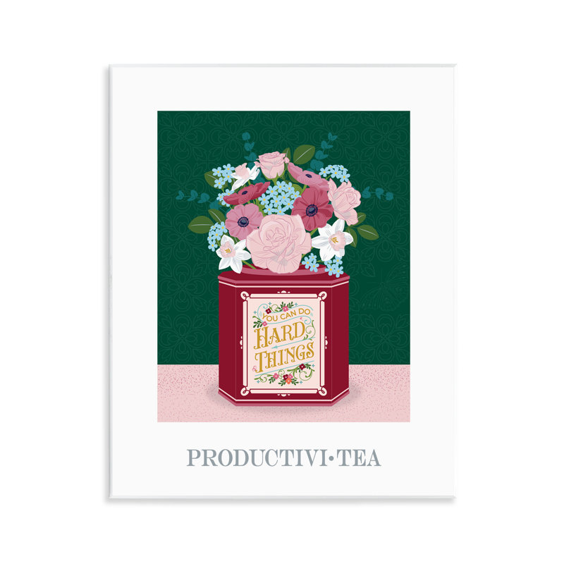 Plaque murale «Productivi-Tea» avec message encourageant, design par Lara Beeston