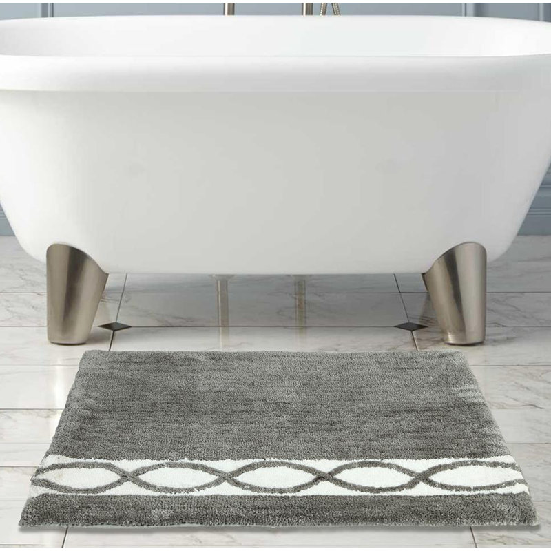 Yamaguchi Non-Slip Bath Rug, Gray White