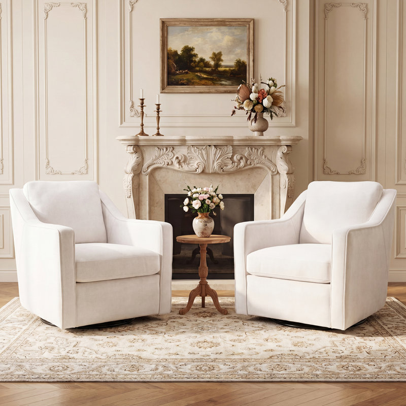 Upholstered Swivel Accent Chair, Beige