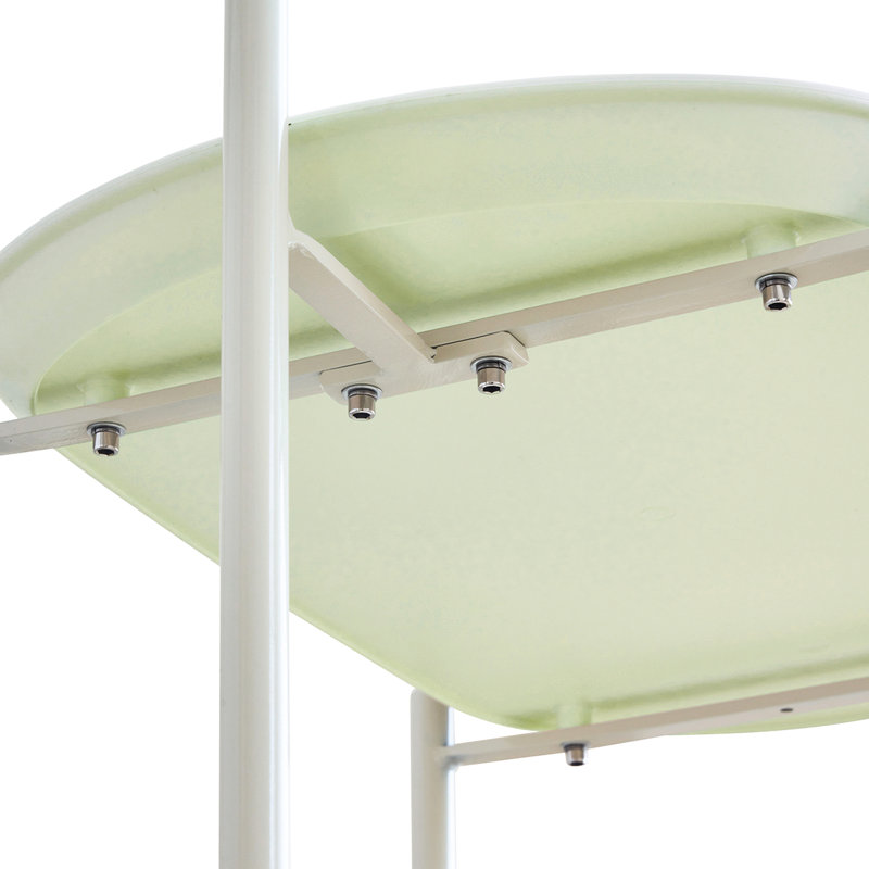 Chariot de rangement Moon pour le salon et la cuisine, chariot mobile nordique avec tablette double couche, structure en forme de T, 0 odeur, petit îlot, chariot de cuisine de forme rectangulaire, espace de tablette de style,