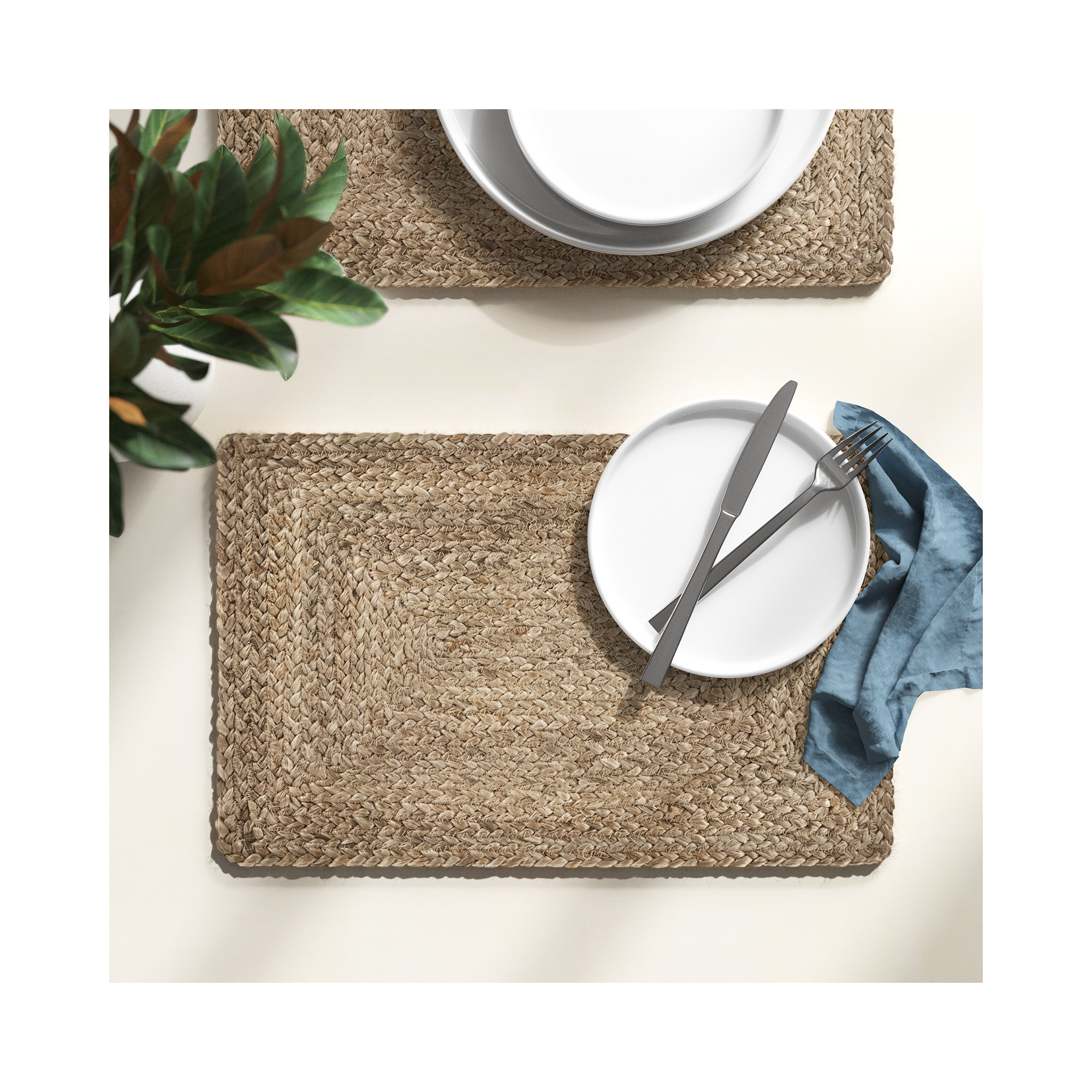 Miran Classic Braided Jute 19" Placemat, Brown