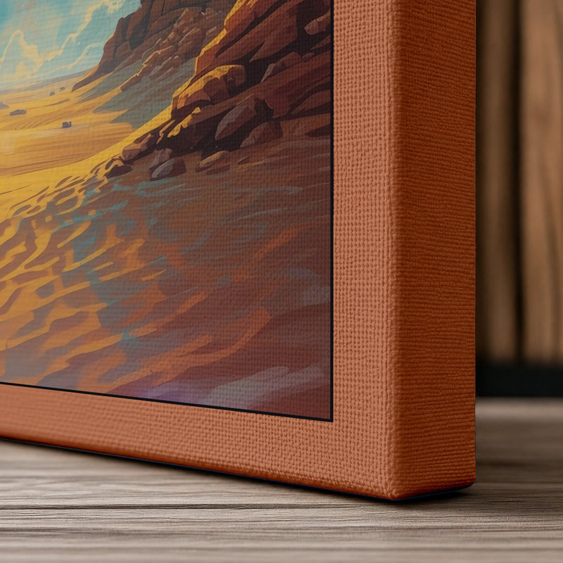 Desert Under Cosmic Sky Fantasy & Sci-Fi - Wrapped Canvas, 18x12 - 45.7 x 30.5 cm, Terracotta Border