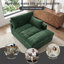 Chaise longue surdimensionnée rembourrée en chenille verte avec accoudoirs et coussins décoratifs-1717313411