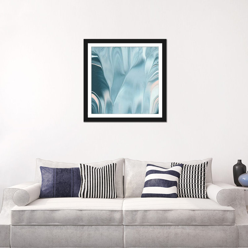 «Flowing Water II», reproduction sur toile tendue, H 16 po x l 16 po x P 1 po, Papier d'art encadré noir, Blanc