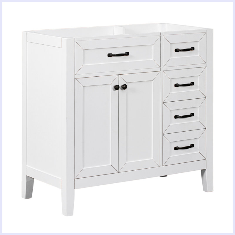 Meuble-lavabo moderne avec armoire et tiroirs, Blanc