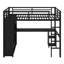 Lit mezzanine avec garde-robe intégré, bureau et tablettes de rangement