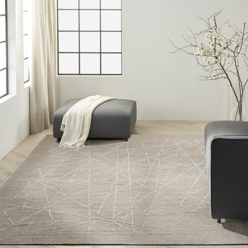 Calvin Klein CK044 Wander 8'6" x 11'6" Taupe Modern Indoor Rug, Taupe, Rectangle 8'6" x 11'6"