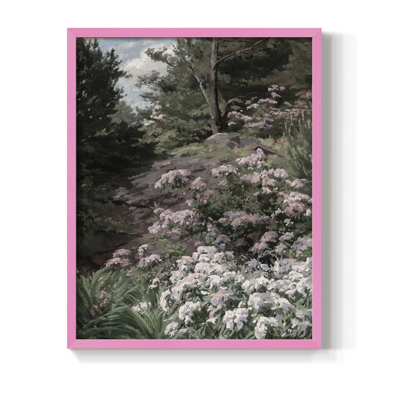 Impression florale vintage encadrée Cxxxviii - bois massif, H 11 po x l 9 po, Rose