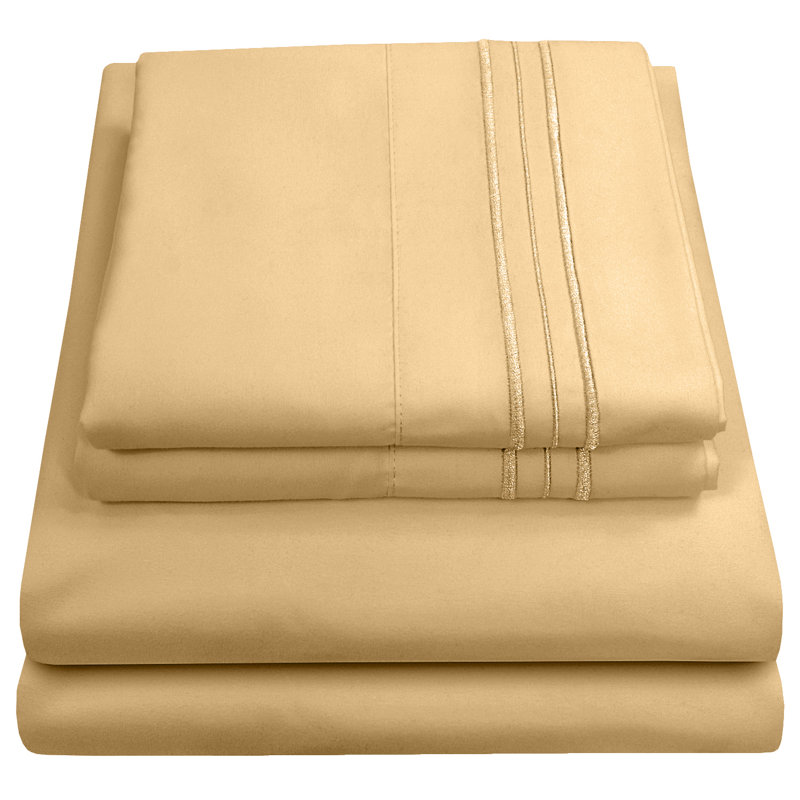 Luxurious Classic Soft Solid 1800 Series Microfiber Sheet Set, Various Colors and Sizes, Camel, Queen