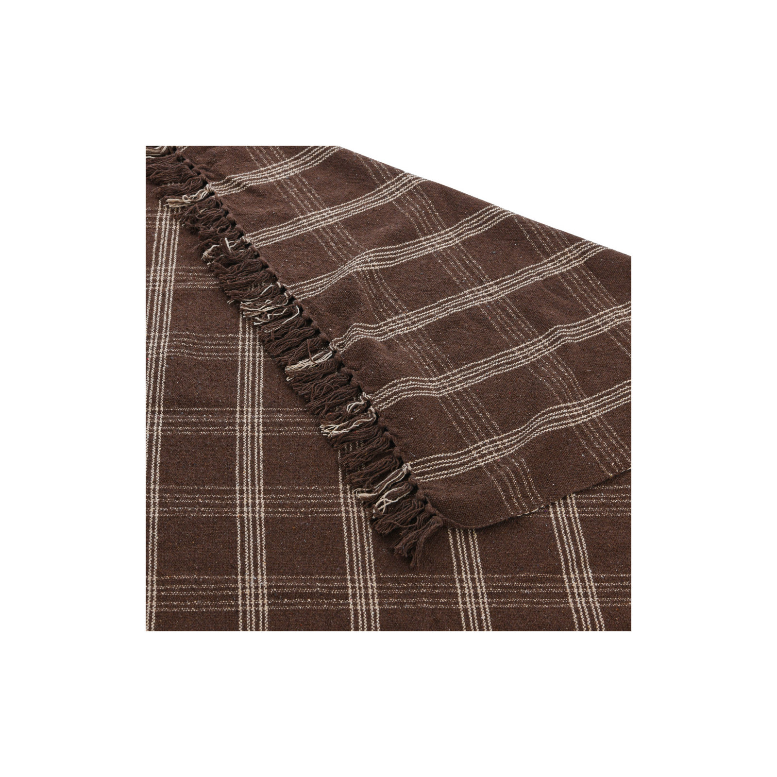 Eura Cotton Hand Woven Throw Blanket, Brown