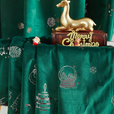 Rideaux en velours de Noël avec passe-tringle pour salon
