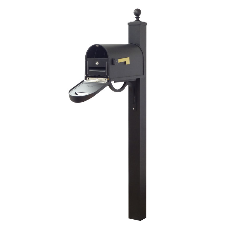 Classic Aluminum Post Mounted Mailbox with Magnetic Closure