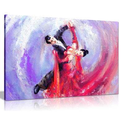 Romantic Ballroom Dancers Wall 1 Piece Wrapped Canvas Wall Art