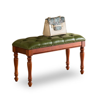 Green Upholstered solid wood Bench