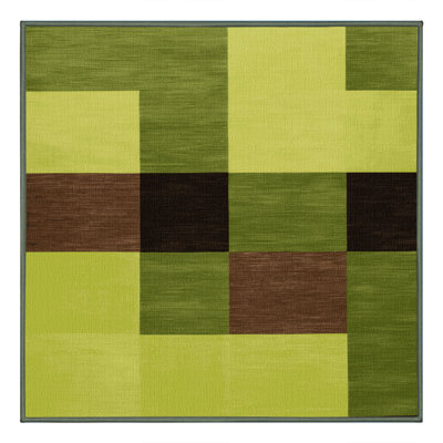Machine Washable Checkered Green Area Rug