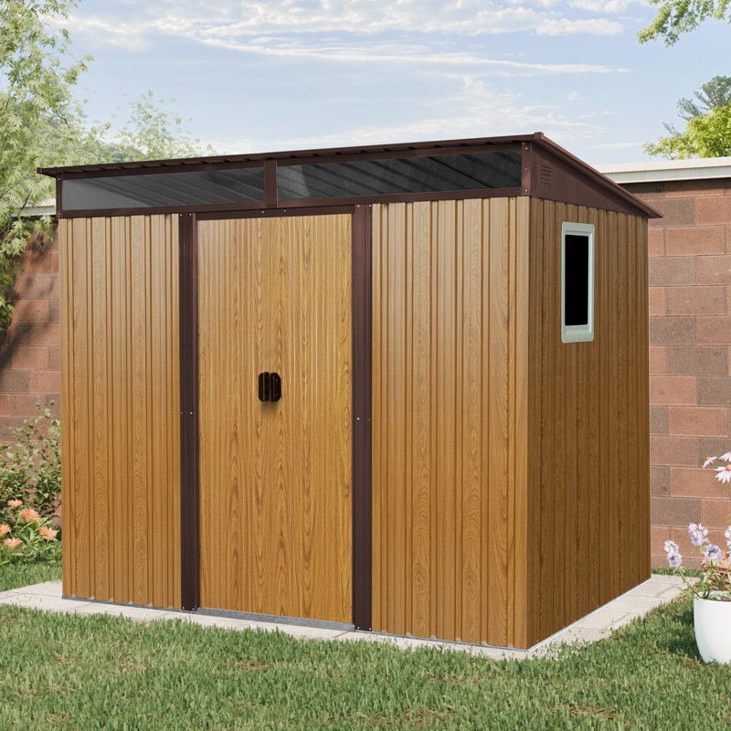 8x6 Metal Outdoor Storage Shed With Window And Transparent Plate Coffee
