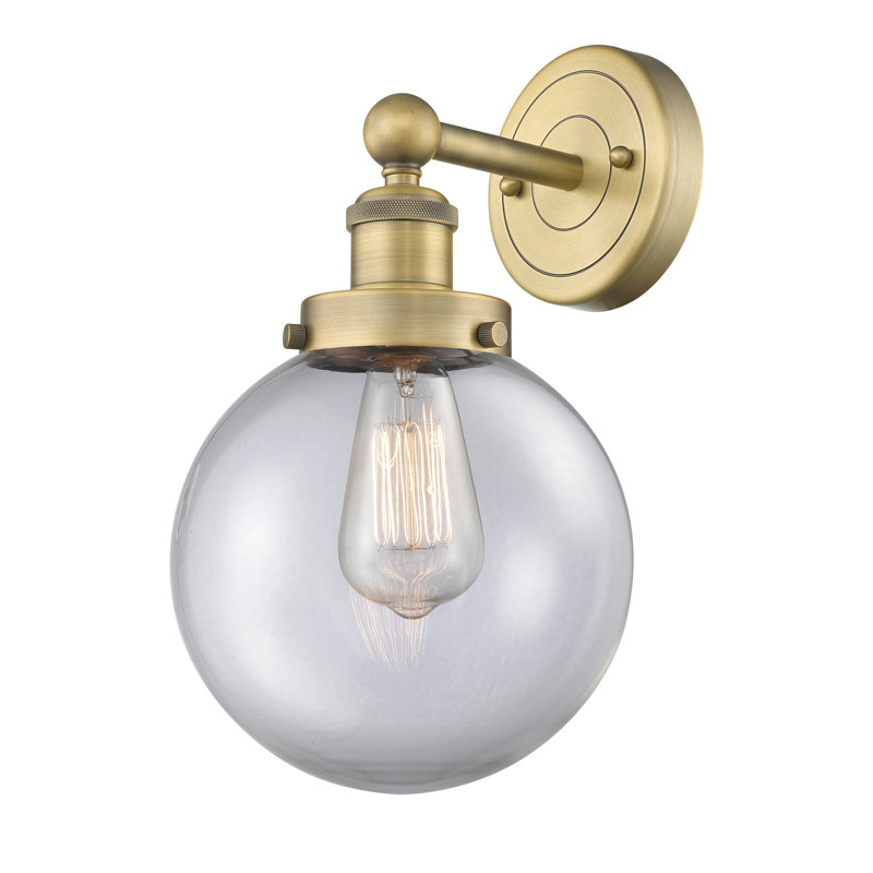 Chalkhill Armed Sconce, Clear, Brushed Brass