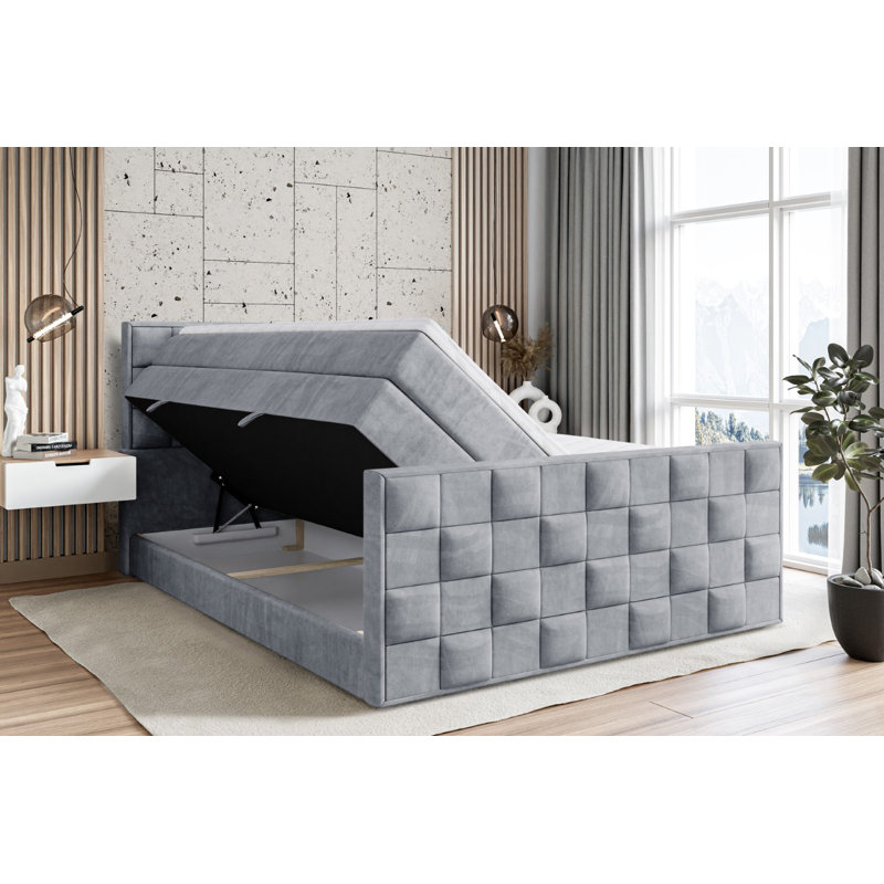 Brenen Pocket Spring Mattress Divan Bed Set, 160cm W x 200cm L, in Grey