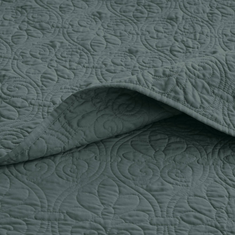 Quebec Balsam Green Reversible 3-Piece King/Cal King Quilt Set, King/California King Coverlet + 2 King Shams, Balsam Green