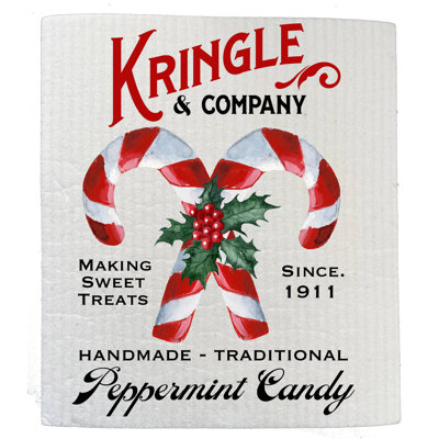 Christmas Candy Cane Kringle Co. Kitchen SWEDISH DISH CLOTH ( Set Of 2) -  The Holiday AisleÂ®, DAB78385B9C4493C9D2445C66D4849C5